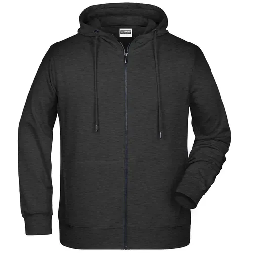James & Nicholson (Daiber) Pánská mikina na zip z biobavlny 8026 - Černý melír | 4XL