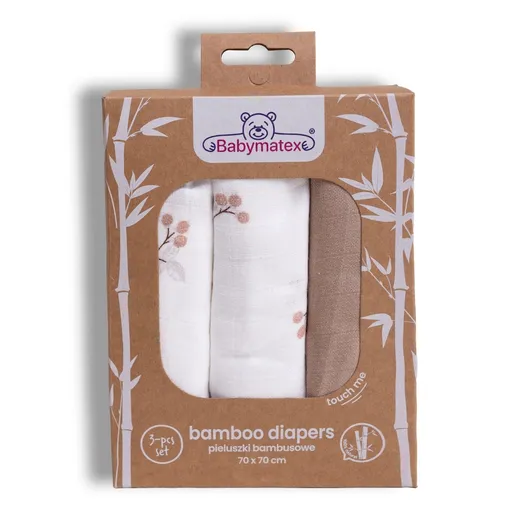 Babymatex Bambusové pleny Maliny, 70 x 70 cm, sada 3 ks