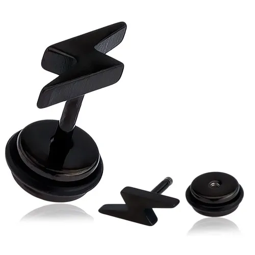 Černý akrylový falešný piercing do ucha, blesk