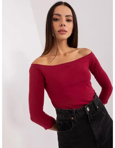 Dámská blůza s pruhy v přiléhavém střihu BASIC FEEL GOOD bordó