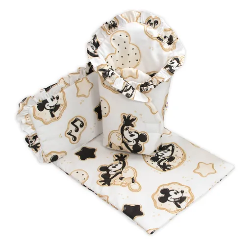 Baby Nellys Sada pro panenku 3D - zavinovačka, peřinka a polštářek, Myška retro