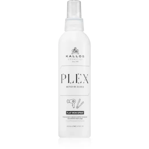 Kallos Plex Flat Iron Spray termoochranný sprej pro úpravu žehličkou a kulmou pro poškozené, chemicky ošetřené vlasy 200 ml