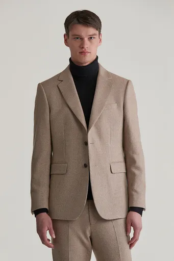 SAKO GANT SLIM HERRINGBONE SUIT BLAZER CACAO