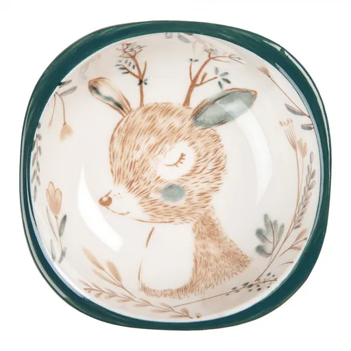 Béžová keramická miska se srnečkem Deer - 10*10*5 cm / 125 ml 6CEBO0071
