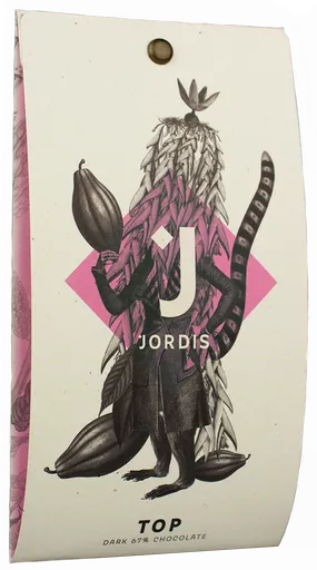 Čokoláda Jordis 67% tmavá s kousky kakaových bobů 50g