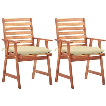 Zahradní jídelní židle 2 ks s poduškami masivní akáciové dřevo, 3064337 (3064337)