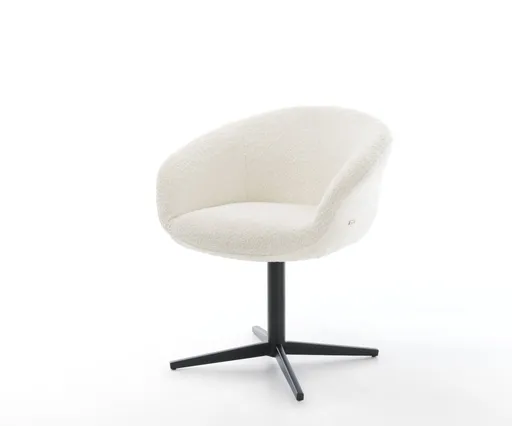 Jídelní židle Vinka-Flex s područkami bouclé bílá podnož černá