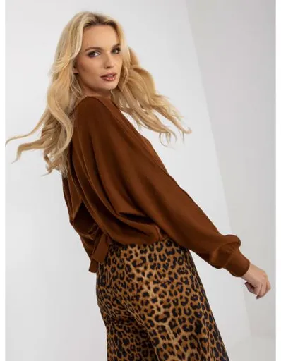 Dámská halenka se zavazováním na zádech OCH BELLA hnědá