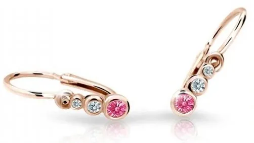 Cutie Jewellery Dětské náušnice z růžového zlata C2255-10-X-4 fuchsiová