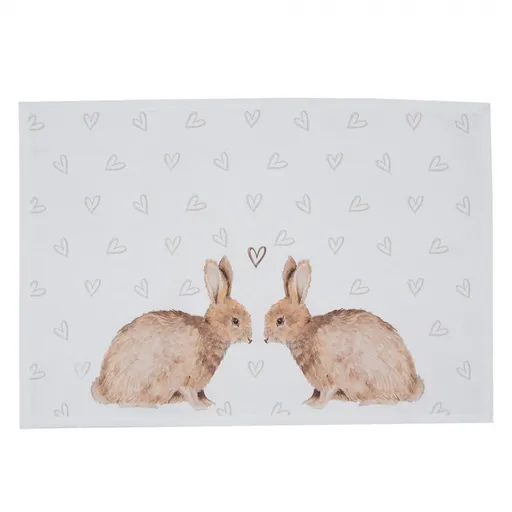 6ks bavlněné prostírání s motivem králíčků a srdíček Bunnies in Love - 48*33cm BSLC40