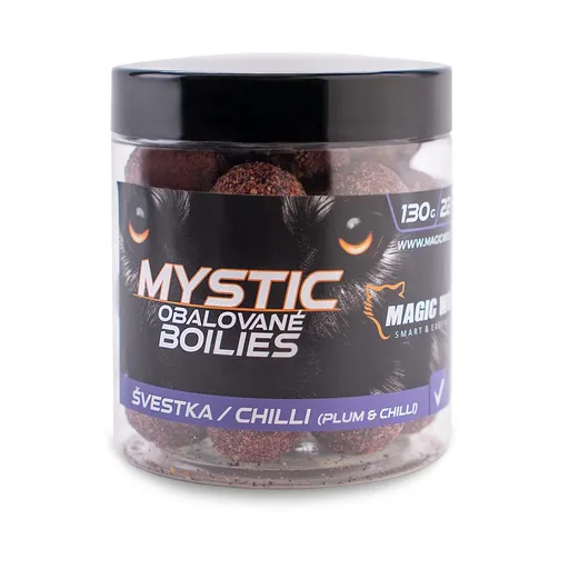 Magic Wolf Boilies obalované Mystic 130g - Švestka / chilli 22mm,Magic Wolf Boilies obalované Mystic 130g - Švestka / chilli 22mm
