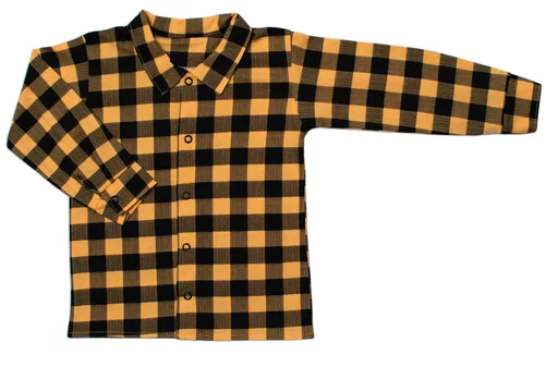 Mrofi Dětská košile dlouhý rukáv Luke - žluto/černá kostička