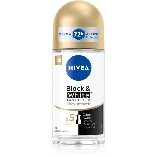 NIVEA Invisible Black & White Silky Smooth kuličkový antiperspirant pro ženy 50 ml