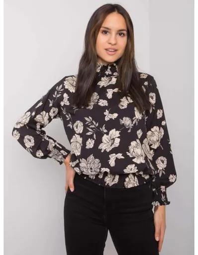 Dámská halenka květinová DAMIKA černo-béžová