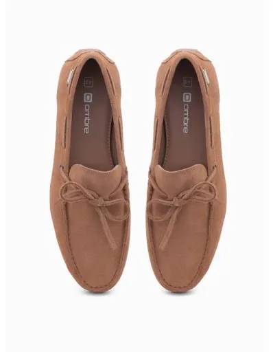 Pánské kožené mokasíny s řemínkem hnědé