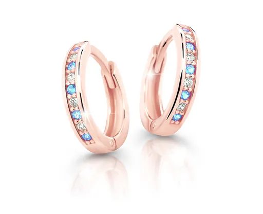 Cutie Jewellery Půvabné kruhové náušnice z růžového zlata C3342-80-X-4 světle modrá