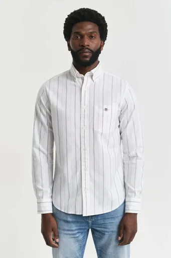 KOŠILE GANT REG CLASSIC OXFORD STRIPE SHIRT WHITE
