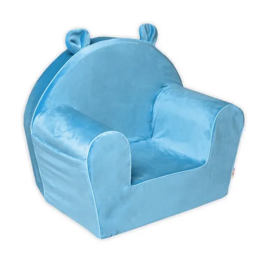 Baby Nellys Dětské křesílko Teddy Velvet s boční kapsou, modré