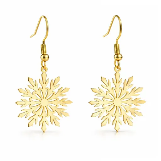 Troli Okouzlující pozlacené náušnice z oceli Sněhové vločky