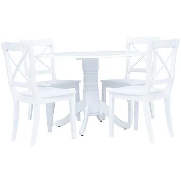 5dílný jídelní set masivní kaučukovník bílý 276869 (276869)