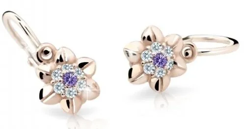 Cutie Jewellery Roztomilé dětské náušnice z růžového zlata C2202-10-X-4 fialová