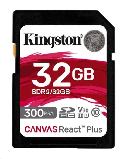 Kingston SDHC karta 32GB Canvas React Plus SDHC UHS-II 300R/260W U3 V90 for Full HD/4K/8K