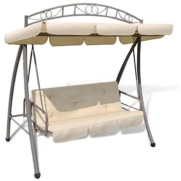 Zahradní rozkládací houpačka se stříškou pískově bílá (43241)