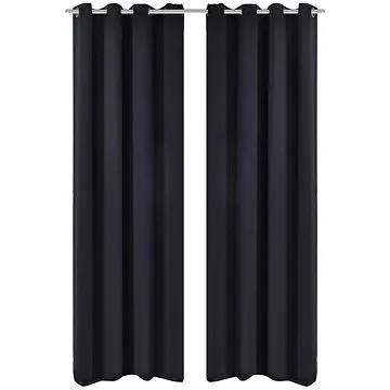 Zatemňovací závěsy s kovovými oky, 2 ks, 135x175 cm, černá (132199)