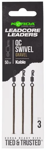 Korda montáž kable leadcore leader qc swivel 50 cm - gravel