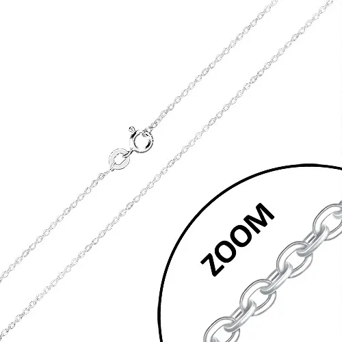 Řetízek ze stříbra 925 - kolmo napojovaná oválná očka, lesklé hrany, 1,3 mm