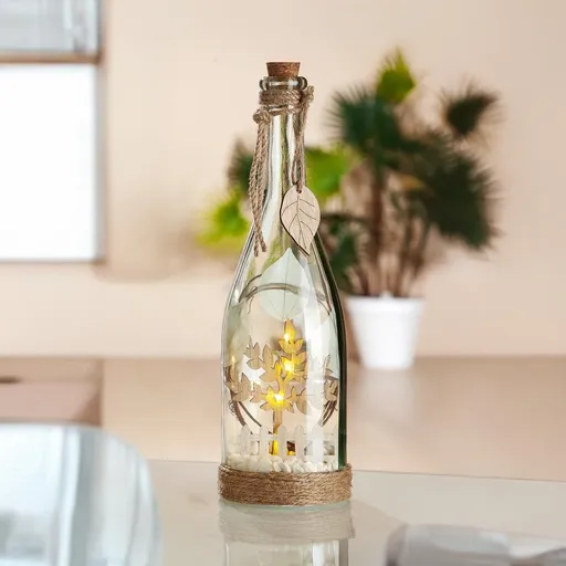 Gilde LED dekorace Vzkaz v láhvi - Bílý plot