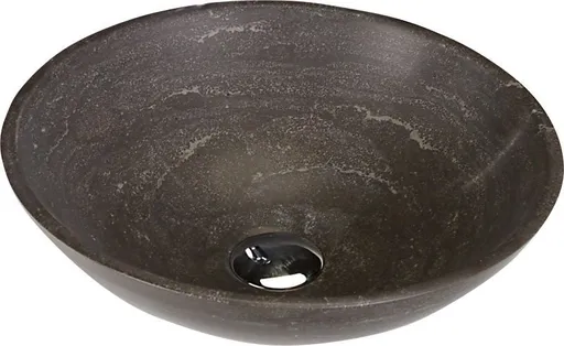 SAPHO BLOK 1 kamenné umyvadlo na desku Ø 40cm, matný tmavý kámen 2401-02