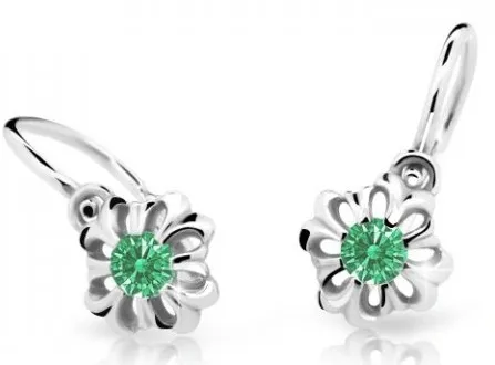 Cutie Jewellery Něžné dětské náušnice z bílého zlata C2208-10-X-2 zelená