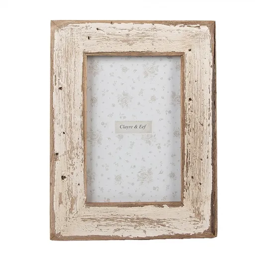 Bílo-hnědý antik dřevěný fotorámeček Rustic - 16*2*21 cm / 10*15 cm 2F1295