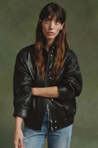 BUNDA GANT LEATHER HARRINGTON BLACK