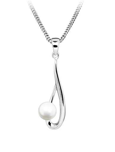 Silver Cat Půvabný stříbrný náhrdelník s pravou perlou Pearls SC611 (řetízek, přívěsek)