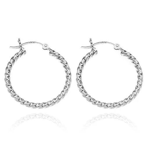 Náušnice ze stříbra 925 - zatočená linie kruhů, 25 mm