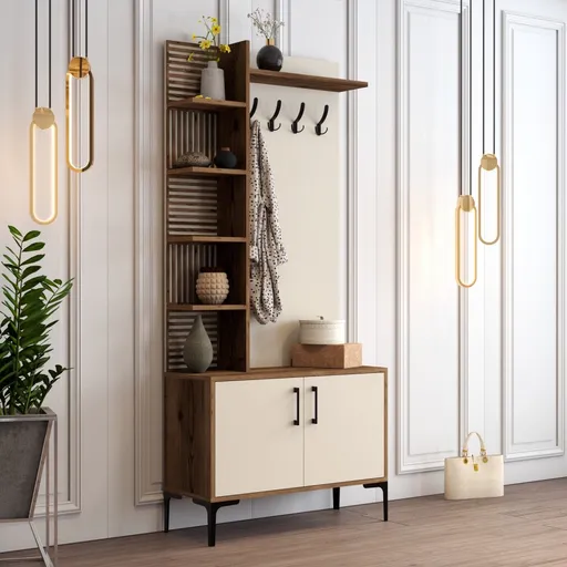 Předsíňová stěna Viyana D - Walnut, Cream