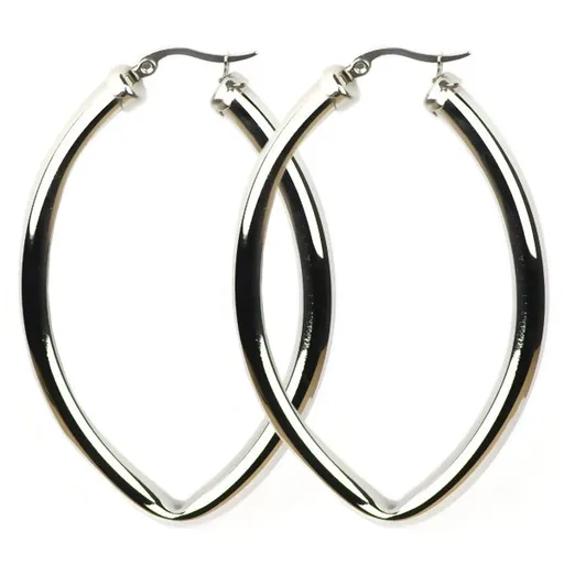 Náušnice z chirurgické oceli - hladká tlustá elipsa - Rozměr: 26 x 41 mm