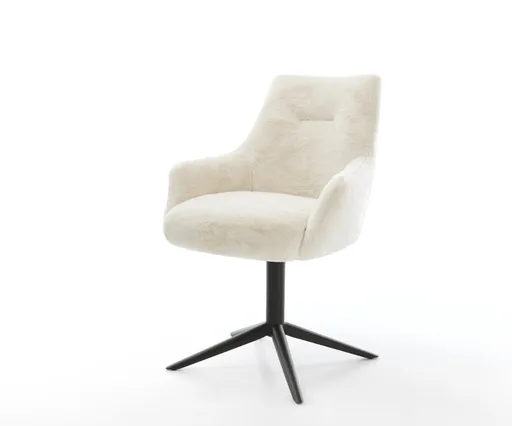 Jídelní židle Alja-Flex s područkami plyšový manšestr krémová