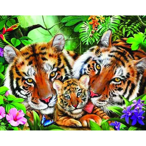 Diamantové malování Rodinka tygrů 30 x 40 cm