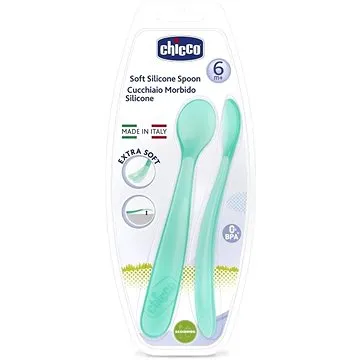 Chicco lžička silikonová 2 ks modrá 6 m+ (8058664061853)