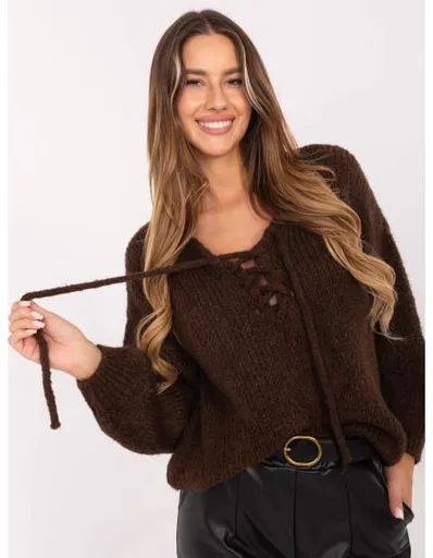 Hnědý oversize svetr v jednobarevném provedení