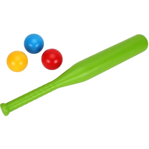 Teddies Baseballová pálka 50 cm + míčky 3 ks zelená