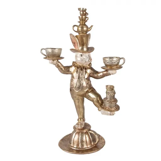 Dekorace králík se šálky ve zlatém třpytu - 35*22*58 cm Clayre & Eef