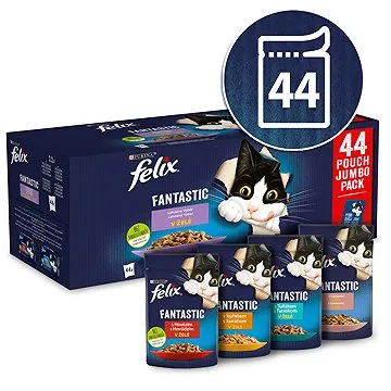 Felix Fantastic s hovězím, kuřetem, lososem, tuňákem v želé  44 x 85 g (7613039931950)