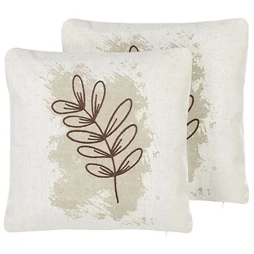 BELIANI, Sada 2 polštářů se vzorem 45 x 45 cm béžová CALENDULA, 307554 (beliani_307554)