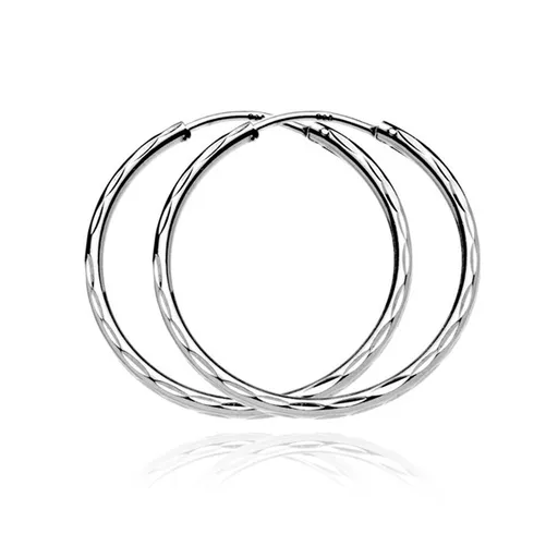 Stříbrné kruhy 925 - vyhloubené tři řady lístků, 40 mm