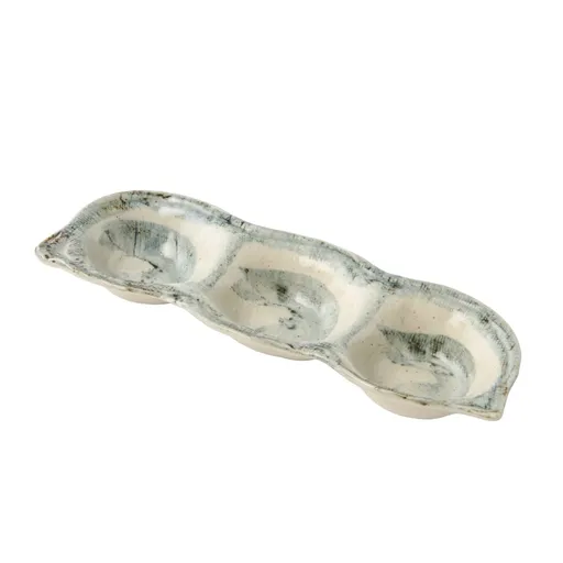 Miska na omáčku TRIPLE POD 3 x 40 ml, modrá / bílá, keramika, MIJ