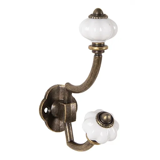 Mosazný antik kovový nástěnný háček s knopkami - 4*9*13 cm 6Y5724